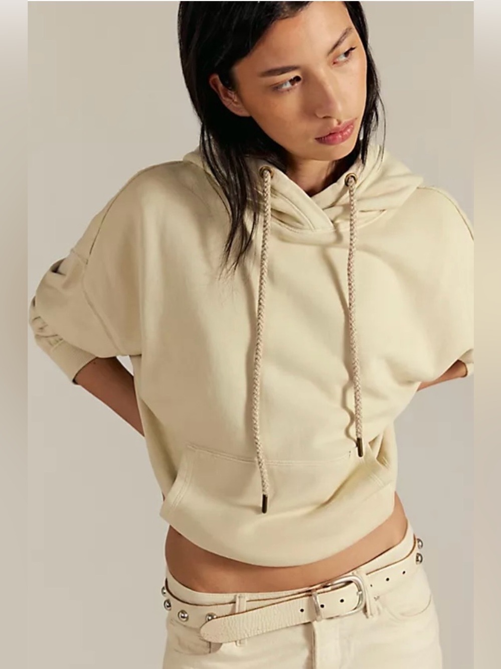 NWT FREE PEOPLE WE THE FREE OF A FEATHER HOODIE WHITE SWAN